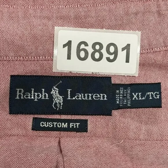 Ralph Lauren Shirt Mens XL Pink Oxford Flesh Pony‎ Custom Fit Long Sleeve Preppy - Picture 12 of 12